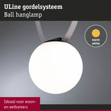 Uline Ball hanglamp met warmwit licht en witte bol, ideaal voor woon- en eetkamers