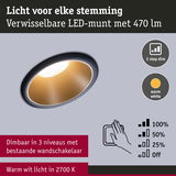 Dimbare LED-inbouwspot met warm wit licht 2700K en 3-traps dimfunctie via wandschakelaar
