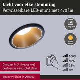 Dimbare LED-inbouwspot met warm wit licht 2700K en 3-traps dimfunctie via wandschakelaar