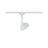 Modern white metal LED spotlight on track system for flexible room lighting