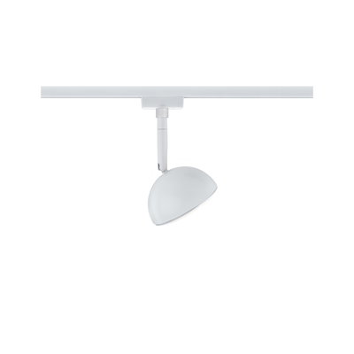 Modern white metal LED spotlight on track system for flexible room lighting