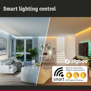 Modern living room featuring smart lighting control with Zigbee 3.0 Gateway ready for Alexa and Google Assistant
