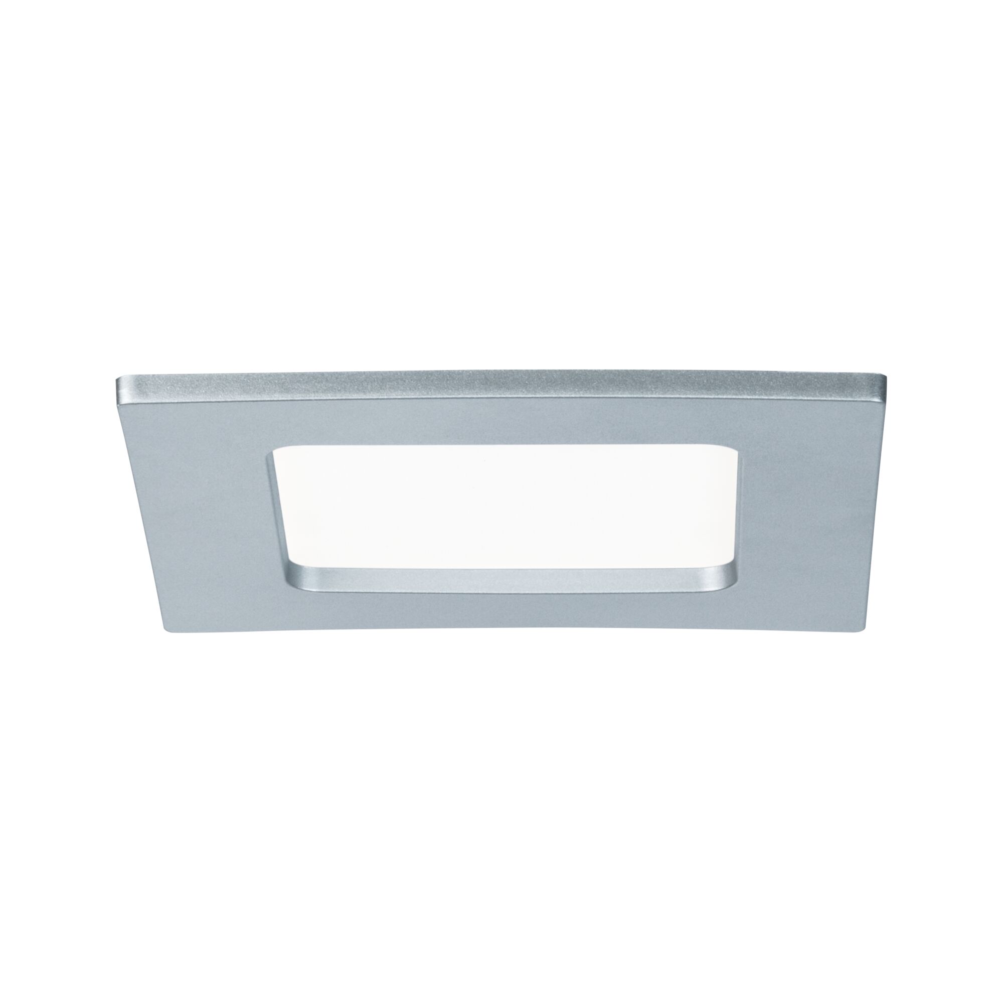 LED Einbaupanel IP44 eckig 115x115mm 6W 390lm 4000K Chrom matt Rechteckiger Einbau-LED-Leuchtenrahmen aus silbernem Aluminium für moderne Raumbeleuchtung