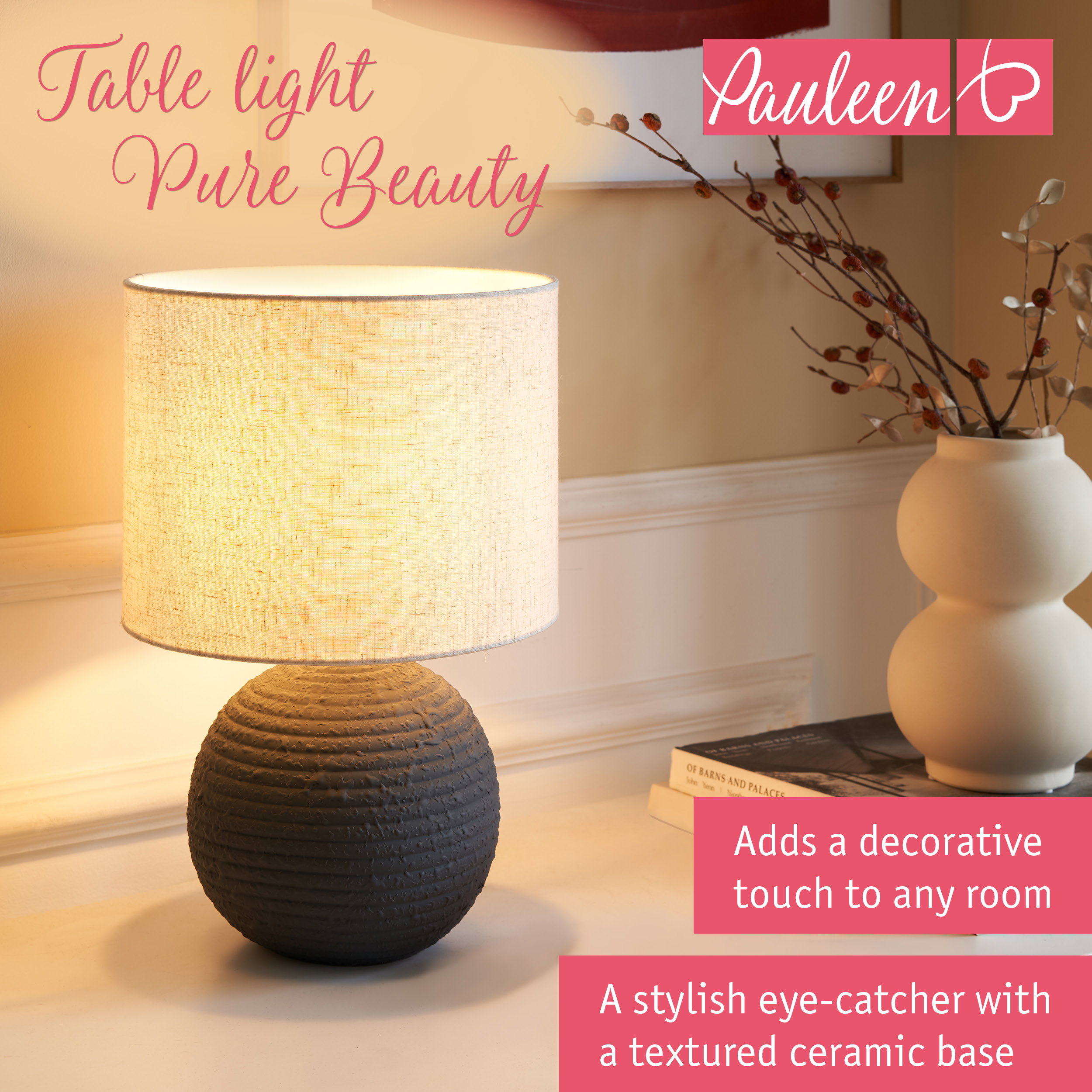 Paulmann Pauleen Table lamp Pure Beauty E14 max. 20W Anthracite/White