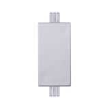 Rectangular silver aluminum adapter for track systems, suitable for LED lighting setups
