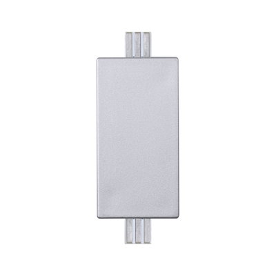 Rectangular silver aluminum adapter for track systems, suitable for LED lighting setups