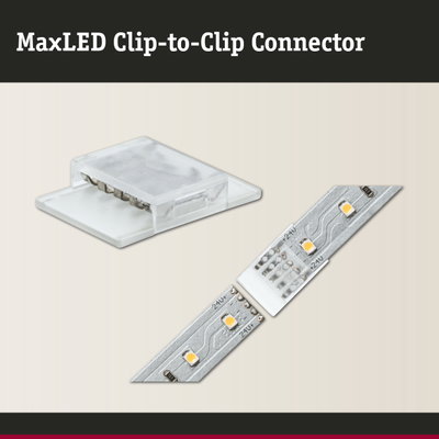 MaxLED transparent plastic clip-to-clip connector for easy LED strip connections