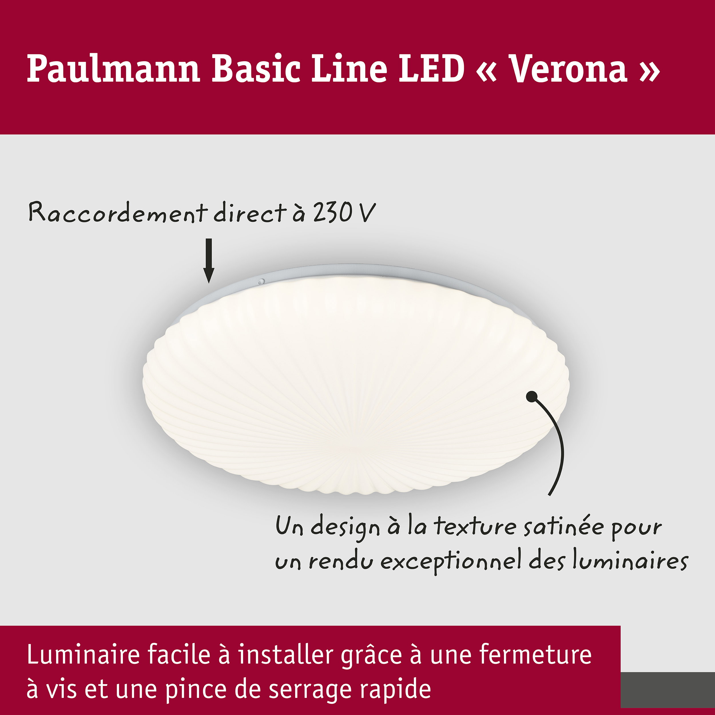 Plafonnier LED Verona White Select 375mm 230V 21,2W Blanc