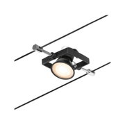 Spot LED noir sur câble avec support métallique et lumière blanc chaud pour éclairage intérieur moderne
