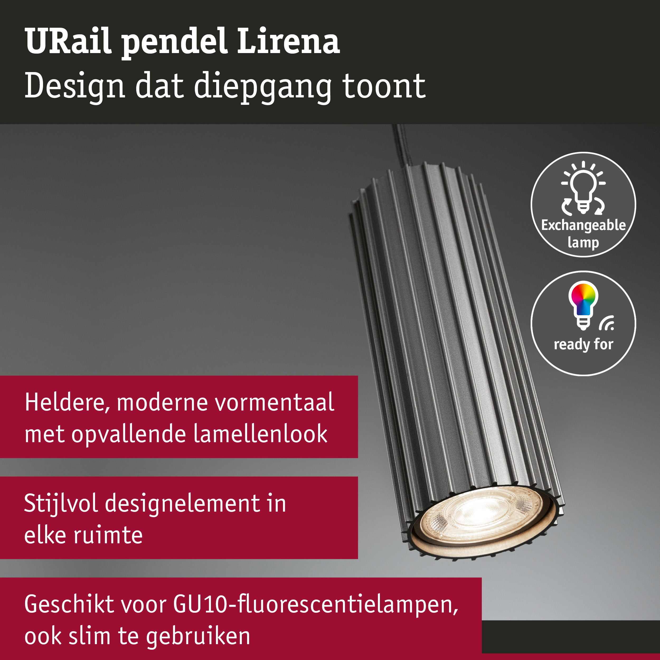 URail Pendels Lirena GU10 max. 10W 230V Titaanium