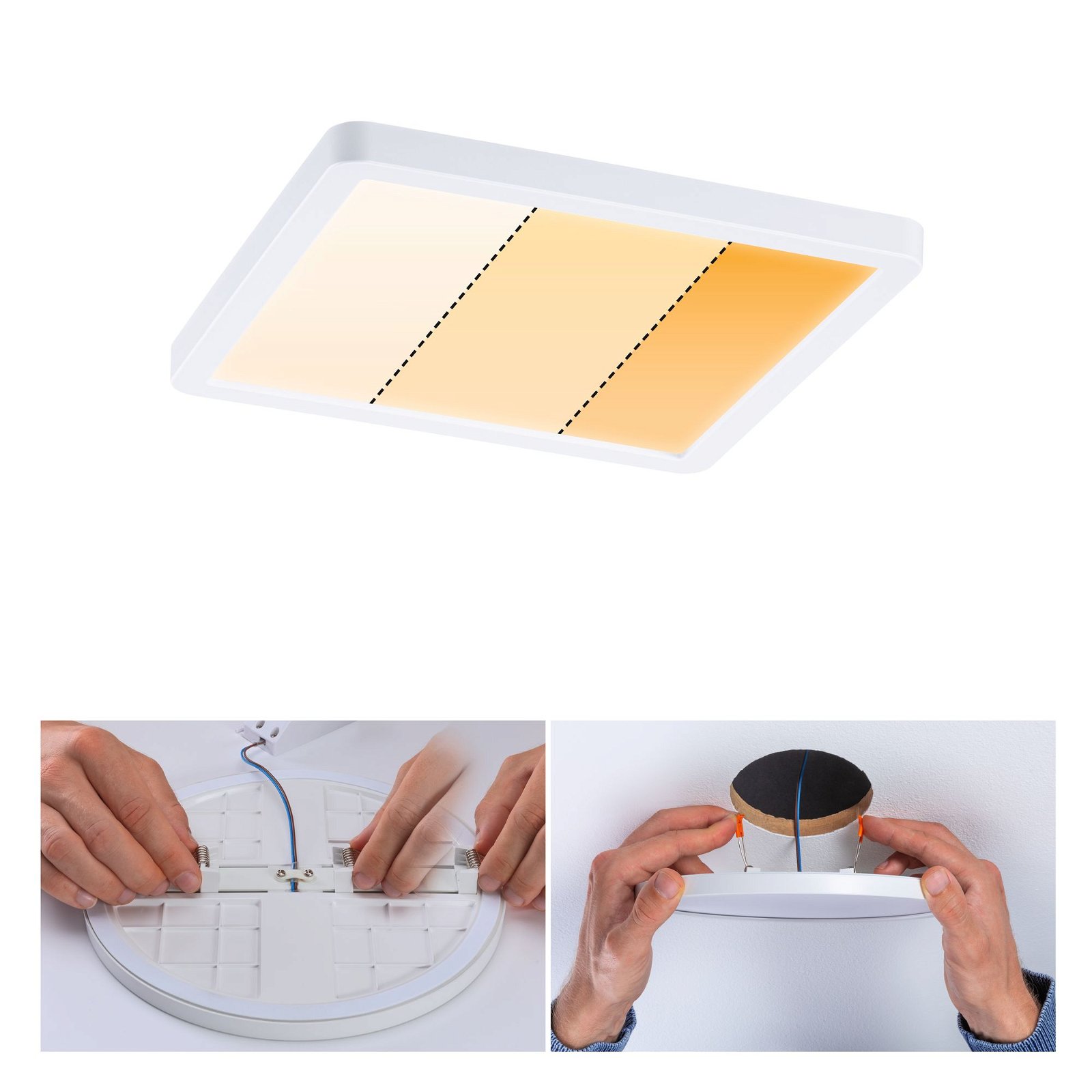 VariFit LED Recessed panel Dim to Warm Areo IP44 square 175x175mm 2000 - 4000K Matt white dimmable