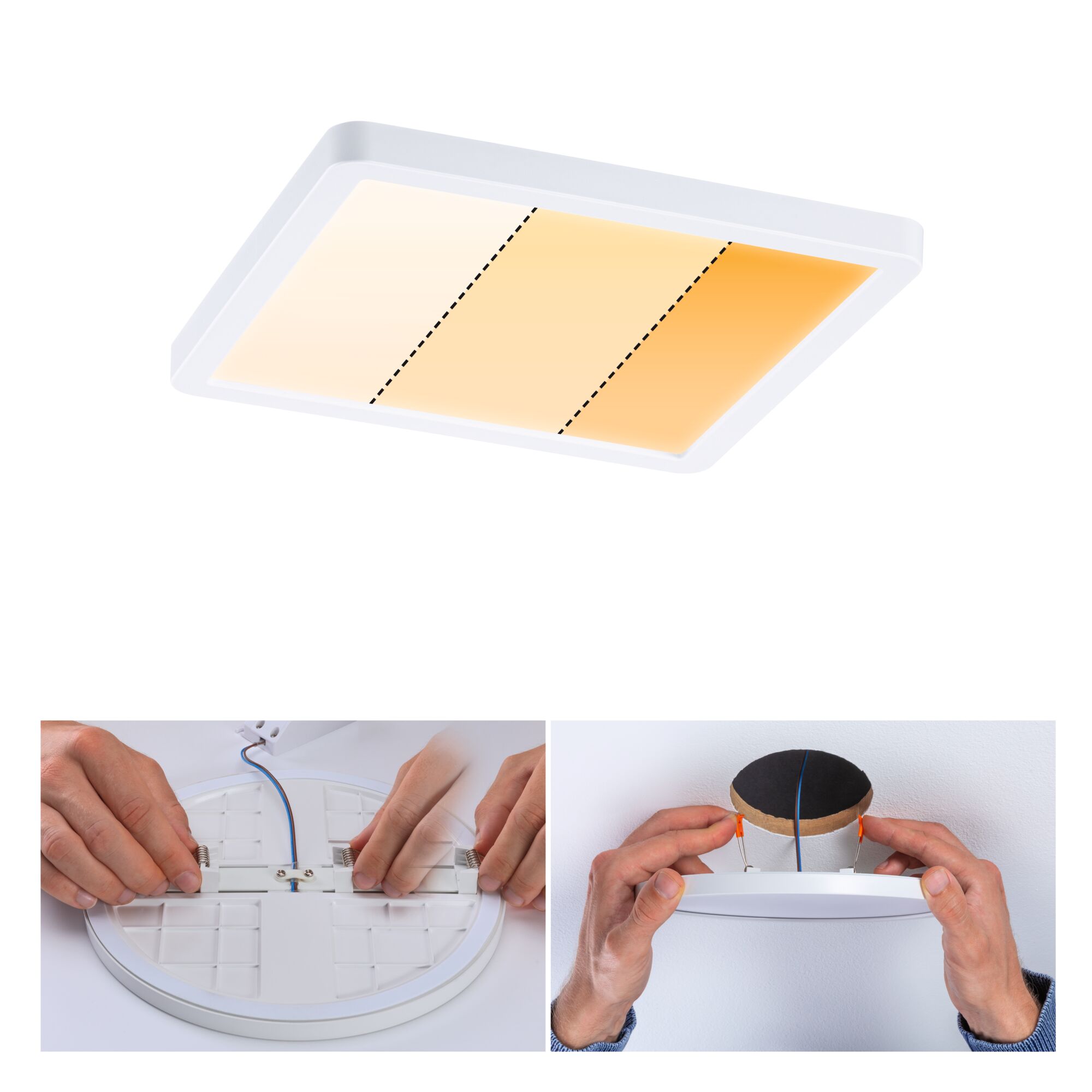 VariFit LED Recessed panel Dim to Warm Areo IP44 square 175x175mm 13W 1200lm 3 Step Dim to warm Matt white dimmable