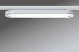Modern white LED ceiling light with rounded rectangular shape and aluminum frame for living spaces
