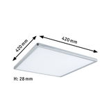 Quadratische LED-Deckenleuchte aus Aluminium in Silber mit 420x420 mm und 28 mm Höhe