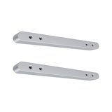 Two silver aluminum wall brackets with rounded edges and screw holes for LED lighting fixtures.