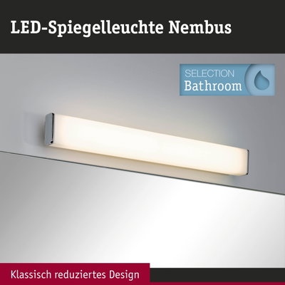 LED-Spiegelleuchte Nimbus mit klassisch reduziertem Design in Weiß für Badezimmerbeleuchtung