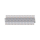 Flexible LED light strip with warm white LEDs on white base for versatile lighting solutions.