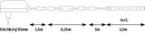 Technical drawing of white LED strip with dimensions and connection cable for lighting systems