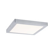 Quadratische Deckenleuchte aus silbernem Metall mit weißem Diffusor für modernes Raumlicht