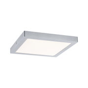 Quadratische Deckenleuchte aus silbernem Metall mit weißem Diffusor für modernes Raumlicht