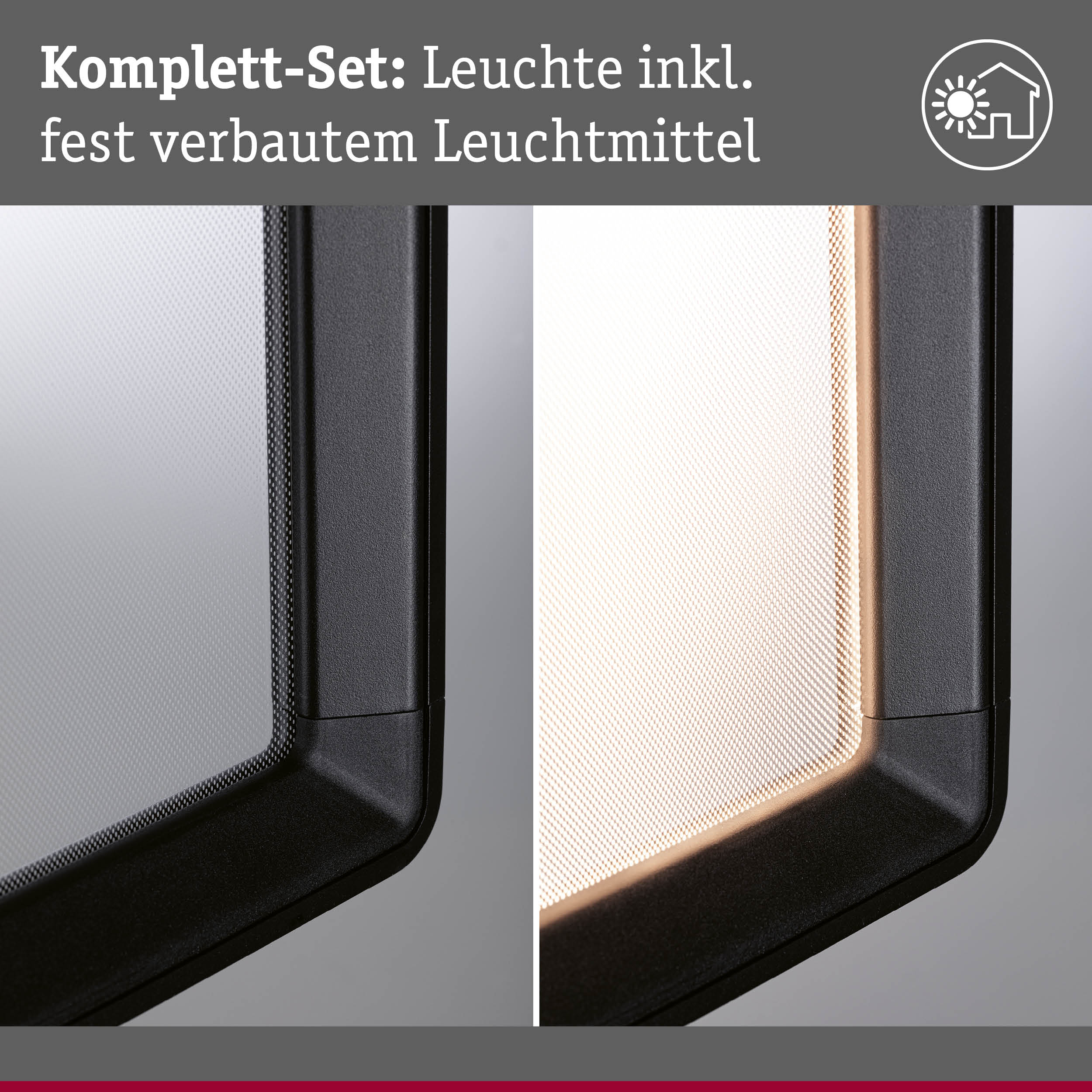 Schwarzer LED-Rahmen mit integriertem Leuchtmittel, modernes Lichtdesign für Innenräume