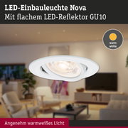 LED-Einbauleuchte Nova in Weiß mit flachem LED-Reflektor GU10 und warmweißem Licht für Wohnräume