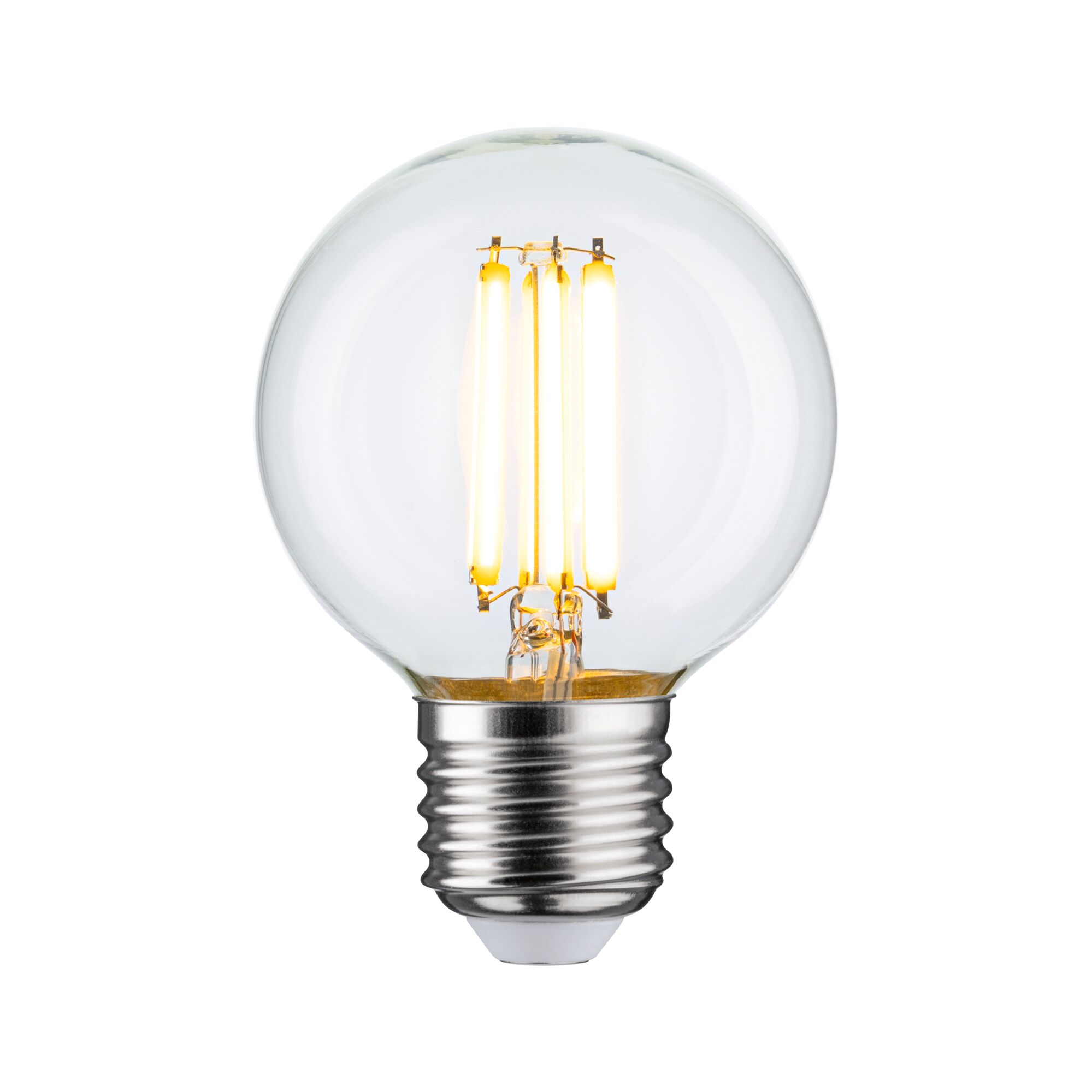 LED-Glühbirne mit klarem Glas und warmweißem Licht, energiesparende Leuchte für Zuhause