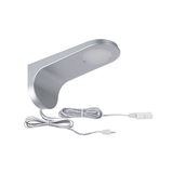 Silver metal LED wall light with integrated lamp and cable for modern indoor lighting solutions