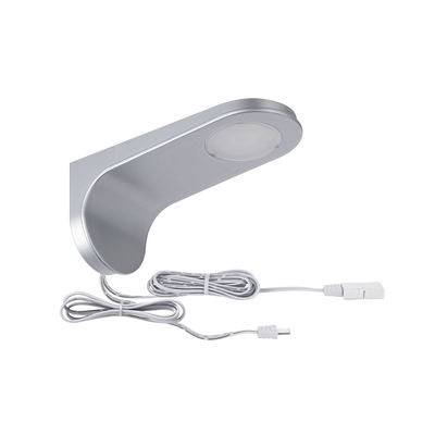 Silver metal LED wall light with integrated lamp and cable for modern indoor lighting solutions