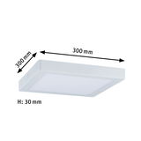Square white LED ceiling light in plastic, 300x300 mm, slim design with 30 mm height