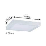 Square white LED ceiling light in plastic, 300x300 mm, slim design with 30 mm height