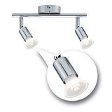 Two-light ceiling spotlight in chrome metal with GU10 LED bulbs for modern home lighting