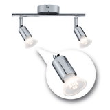 Spot de plafond à deux lampes en métal chromé avec ampoules LED GU10 pour éclairage intérieur