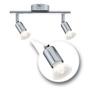 Two-light ceiling spotlight in chrome metal with GU10 LED bulbs for modern home lighting