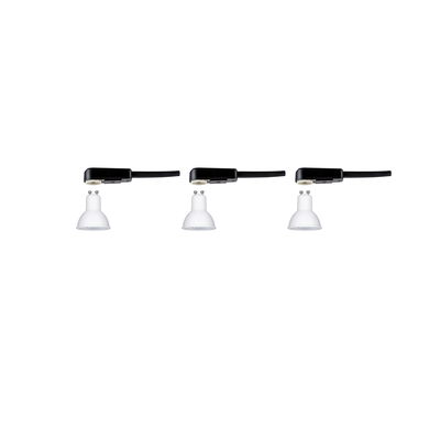 Trois spots LED GU10 blancs avec câble noir pour solutions d'éclairage polyvalentes