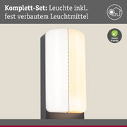 Moderne Wandlampe mit weißem Kunststoffschirm und integriertem Leuchtmittel, insektenfreundliche Außenleuchte