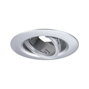 Runder Einbaustrahler aus silbernem Metall mit schwenkbarem Innenring für flexible Beleuchtung