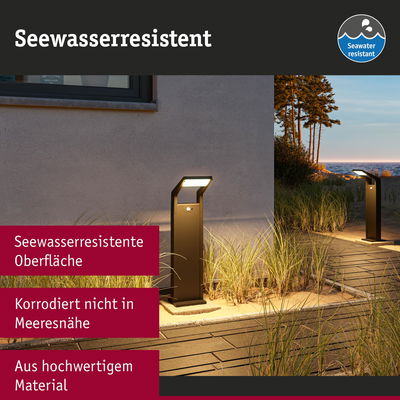 Schwarze Außenleuchte mit seewasserresistenter Oberfläche, korrosionsbeständig, hochwertiges Material für Gartenwege