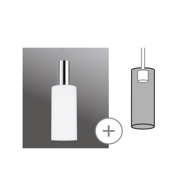 Moderne Pendelleuchte mit weißem Glas und verchromtem Metall für stilvolle Innenbeleuchtung