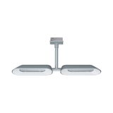 Modern silver metal ceiling spotlight with two elongated heads for versatile indoor lighting