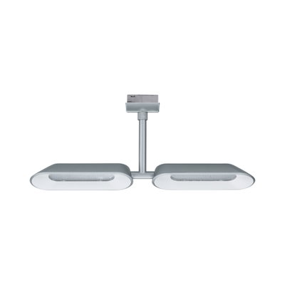 Moderne LED-Deckenleuchte in Silber mit zwei ovalen Leuchtflächen für energiesparende Raumbeleuchtung