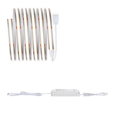 Flexible LED light strip with white power supply and cable for indoor lighting and decoration