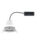 Hvid LED-indbygningsspot med sort kabel og sølv metalramme til moderne belysning
