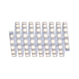 Flexible LED strip light with warm white glow and adhesive backing for versatile lighting solutions.