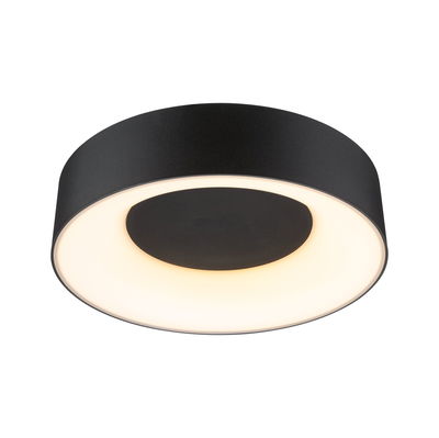Round black LED ceiling light with warm white illumination for modern interiors