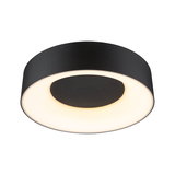 Ronde zwarte LED-plafondlamp met warm wit licht voor moderne woonruimtes