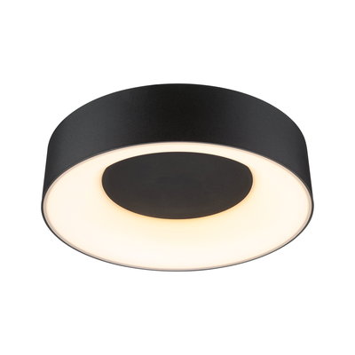 Rund sort LED-loftlampe med varmt hvidt lys til moderne rum