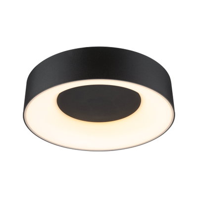 Plafonnier LED rond noir avec lumière blanc chaud pour intérieurs modernes