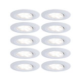 Ten white LED recessed spotlights with adjustable heads for versatile room lighting
