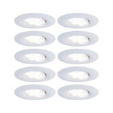 Zehn weiße LED-Einbaustrahler mit schwenkbarem Kopf für flexible Raumbeleuchtung